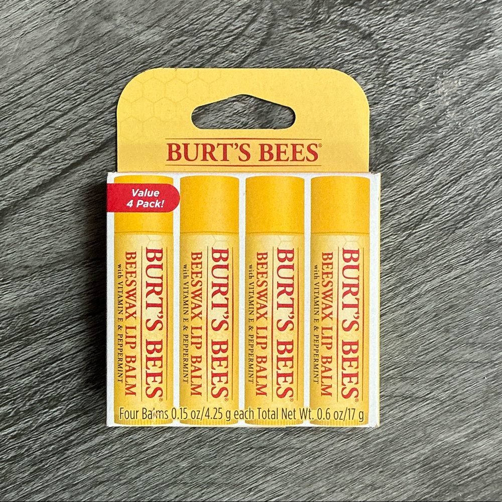 Beeswax Lip Balm Original with Peppermint & Vitamin E, 4 Ct